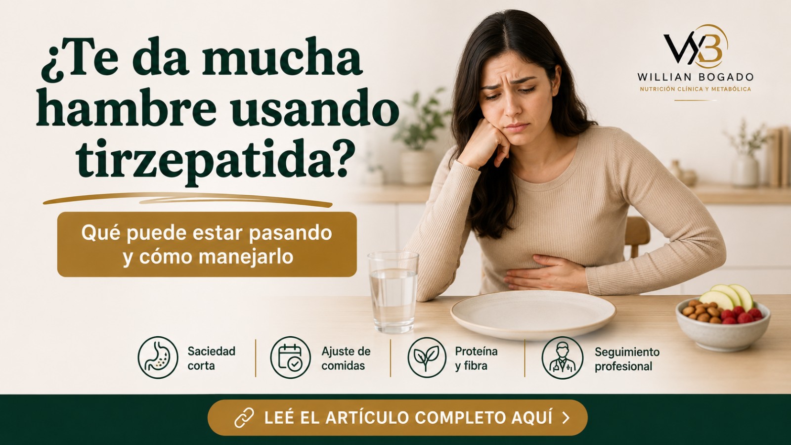 Uso tirzepatida y tengo hambre a las 2 o 3 horas de comer: ¿es normal?